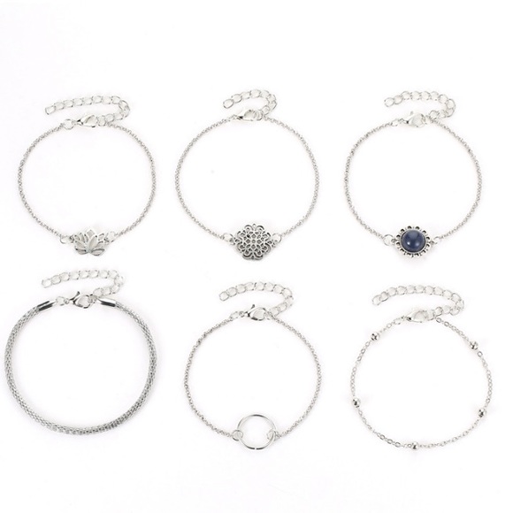 🌗6 Pc Hollowed Lotus Flower Bracelet New - Picture 6 of 8